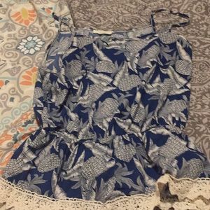 Blue and cream pineapple waist skirt shirt
